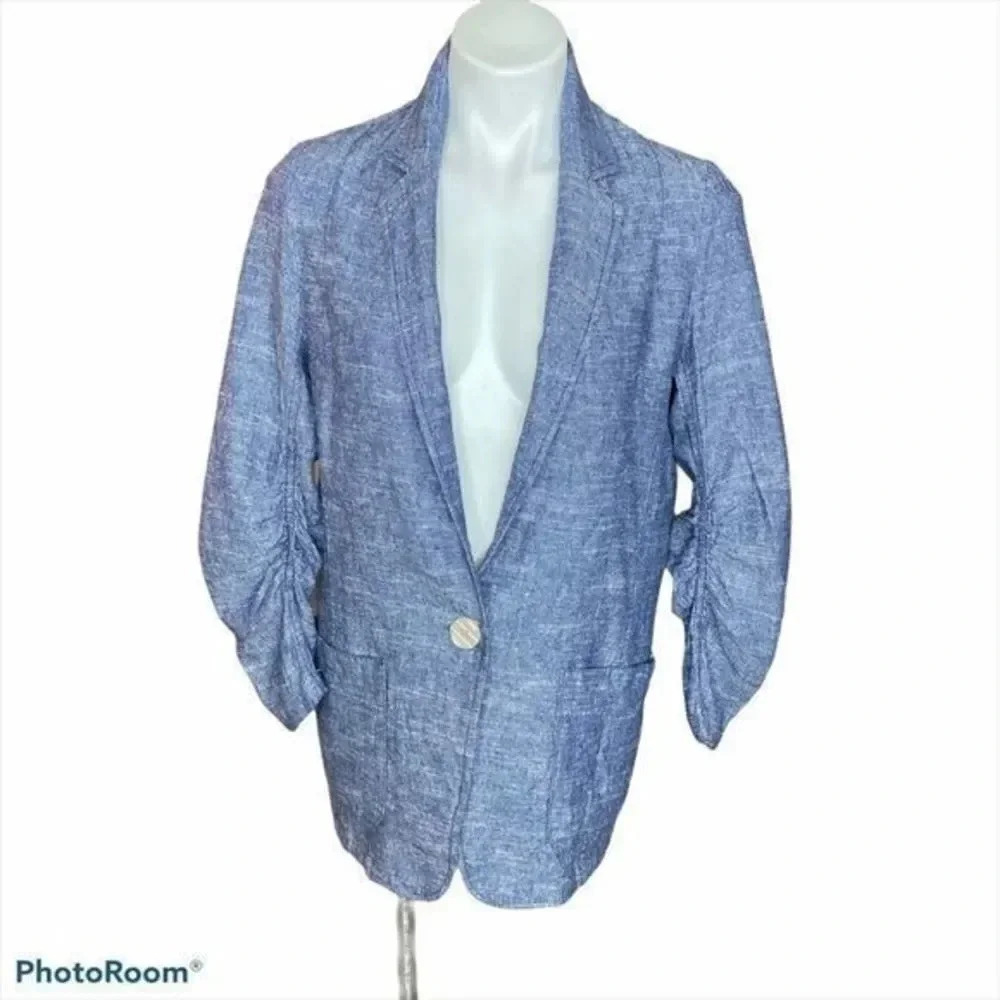 Max studio Linen Bland Ruched sleeve bla… - Picture 4 of 9
